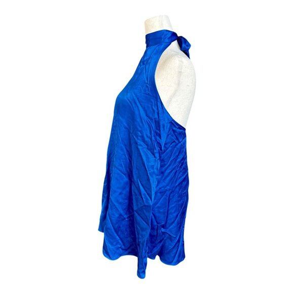 NWT Zara RARE Satin Halter Mini Dress Cobalt Blue - Picture 2 of 6